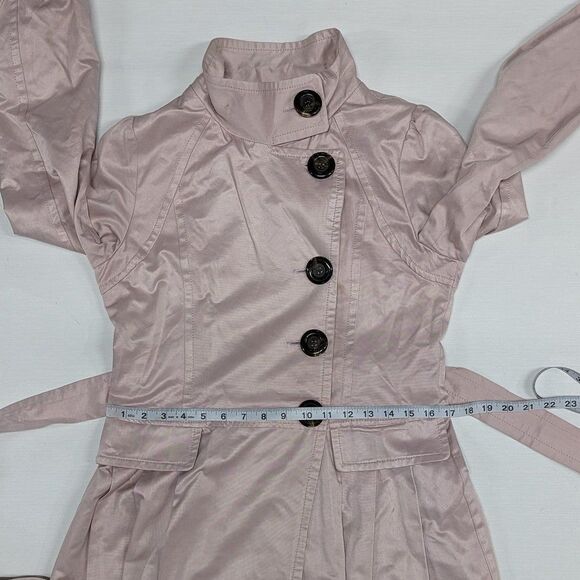 Vintage 7th Street NY Pink Size 4 Women's Trench Jacket Coat with Belt - Picture 9 of 11